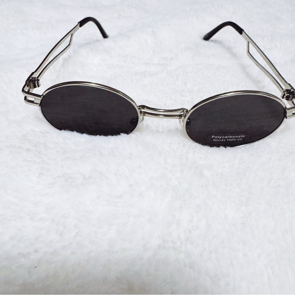 Brandon Black with Silver Rim Round Sunglasses - Picture 4 of 14